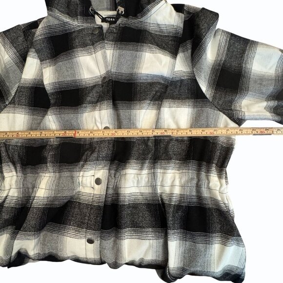 Torrid Plaid Flannel Anorak Jacket Plus Size 1X Hooded Longline Academia Hipster - Picture 10 of 14